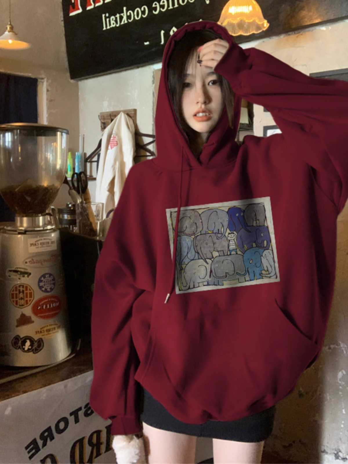 防棉華棉複合牛奶絲300克/銀狐絨400克連帽衛衣女