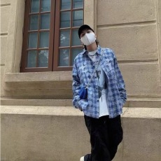 批发美式街头秋<b class='q'>冬</b>水洗格子衬衫外套男高级宽松外搭设计感长袖外套