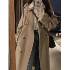 批发高级感卡其色风衣外套女2023新款秋冬季今年流行小个子中长款大衣