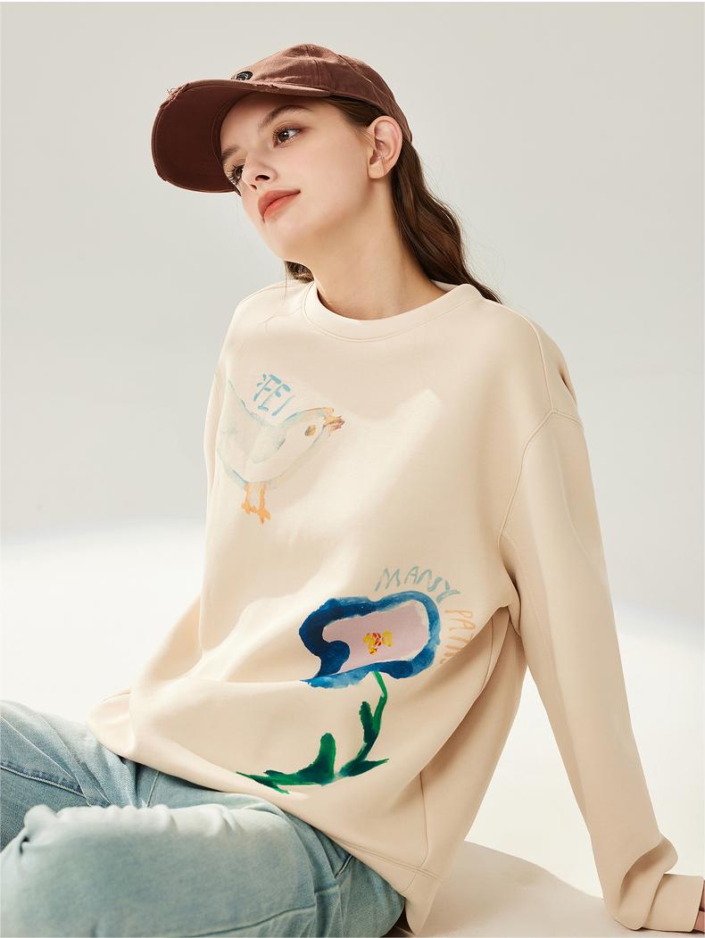 2024 spring new American round neck sweatshirt Maillard outfit design casual jacket