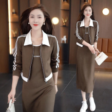 批发官图  休闲时尚中长款<b class='q'>连衣裙</b>套装女士2026秋季新款洋气长裙两件套