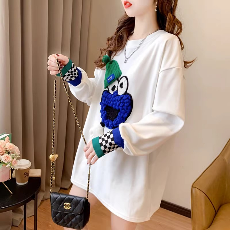 Street quality 280g double-sided German velvet top large size new spring and autumn thin long-sleeved Korean version