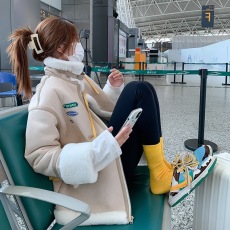 机车服羊羔毛外套女冬2023新款韩系加绒加厚网红羊羔绒皮毛一体潮