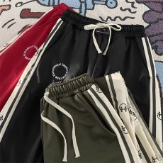 批发美式复古拼色<b class='q'>裤子</b>男款秋季高街潮牌宽松直筒阔腿卫裤运动休闲长裤