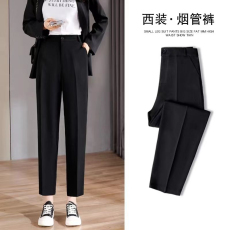 批发黑色西<b class='q'>装</b><b class='q'>裤</b>女春秋直筒高腰垂感显瘦<b class='q'>大码</b>小个子九分休闲烟管<b class='q'>裤</b>子