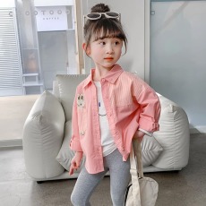 批发女童衬衫<b class='q'>春</b>秋款2023新款时髦洋气衬衣女宝宝儿童秋装长袖上衣外套