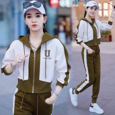 批发休闲<b class='q'>运动服</b>套装女秋季2023年<b class='q'>新款</b>洋气显瘦开衫卫衣外套长裤俩件套