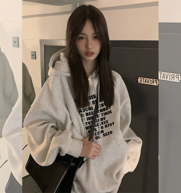 薄款加絨加厚高街美式連帽衛衣女秋冬潮牌oversize小眾外套衛衣潮