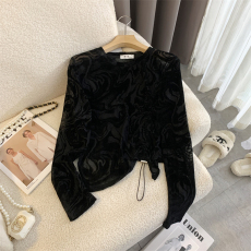 批发实拍◆ 2026春季新款纯欲甜酷辣妹风扎染显瘦弹力<b class='q'>长袖</b><b class='q'>T</b><b class='q'>恤</b>上衣