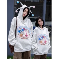 批发广州纯棉华棉复银狐绒#<b class='q'>饰品</b>全部手工缝订不易脱落#连帽卫衣女秋冬