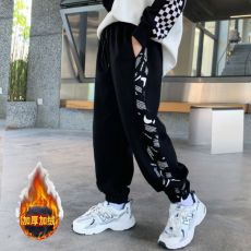 批发男童加绒裤子<b class='q'>冬</b>装2023新款儿童一体绒加厚中大童帅气束脚运动长裤