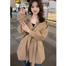 批发2026新款春秋季休闲百搭外套英伦风宽松慵懒西装领<b class='q'>风衣</b>外套女