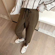 批发实拍小个子毛呢裤子女秋冬大码九分萝卜宽松小脚<b class='q'>哈伦</b>阔腿西裤靴裤