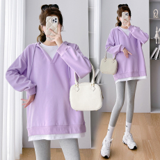 批发实拍~2023<b class='q'>孕妇装</b>秋冬加厚宽松休闲中长款<b class='q'>大码</b>时尚卫衣