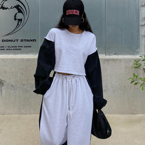 지금 패치워크 데님 후드티