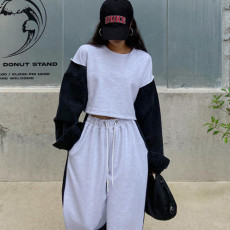 批发现 拼接牛仔<b class='q'>卫衣</b>