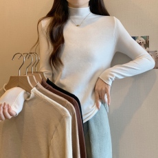 批发实拍实价~胖MM大码秋冬高领毛衣女内搭打底衫简约长袖针织衫