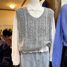 批发v领针织背心马甲软糯系韩版上衣个性简约甜美坎肩马夹女时尚高档