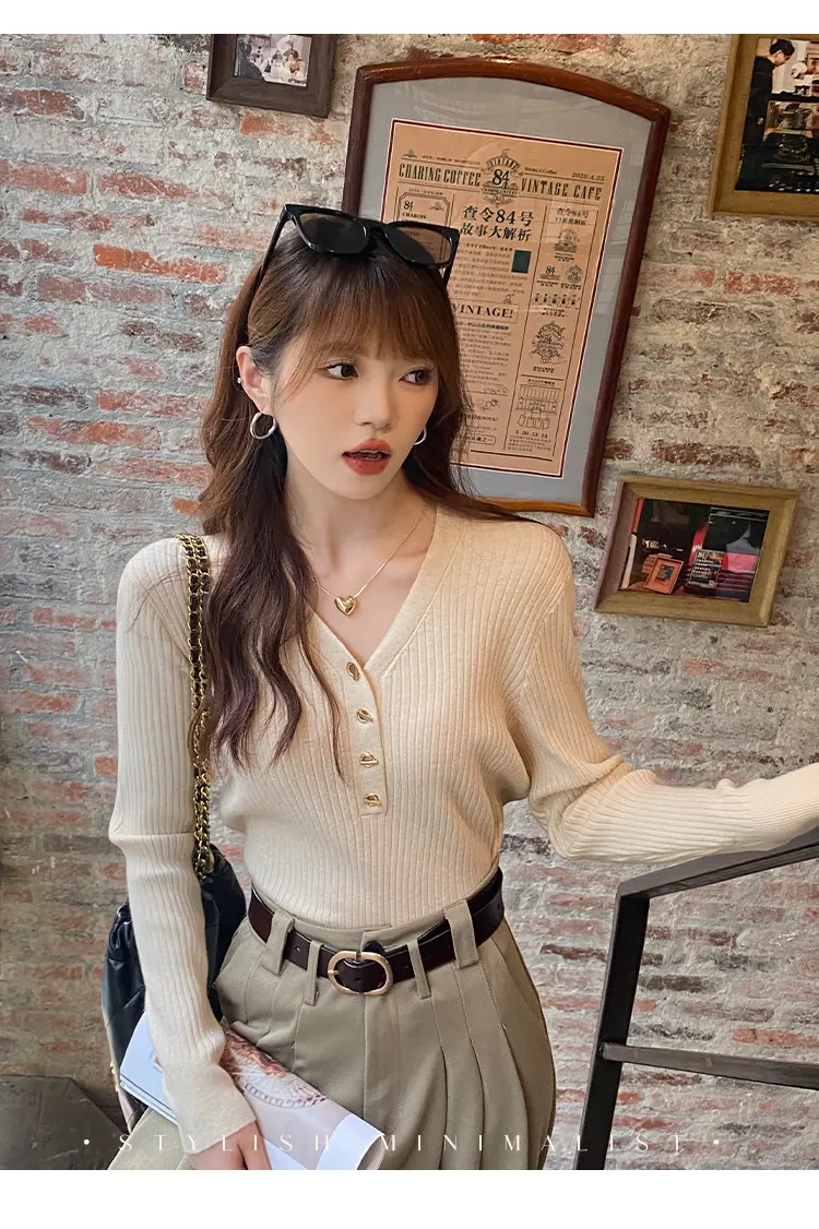 샤넬풍 V넥 니트 상세 이미지 13