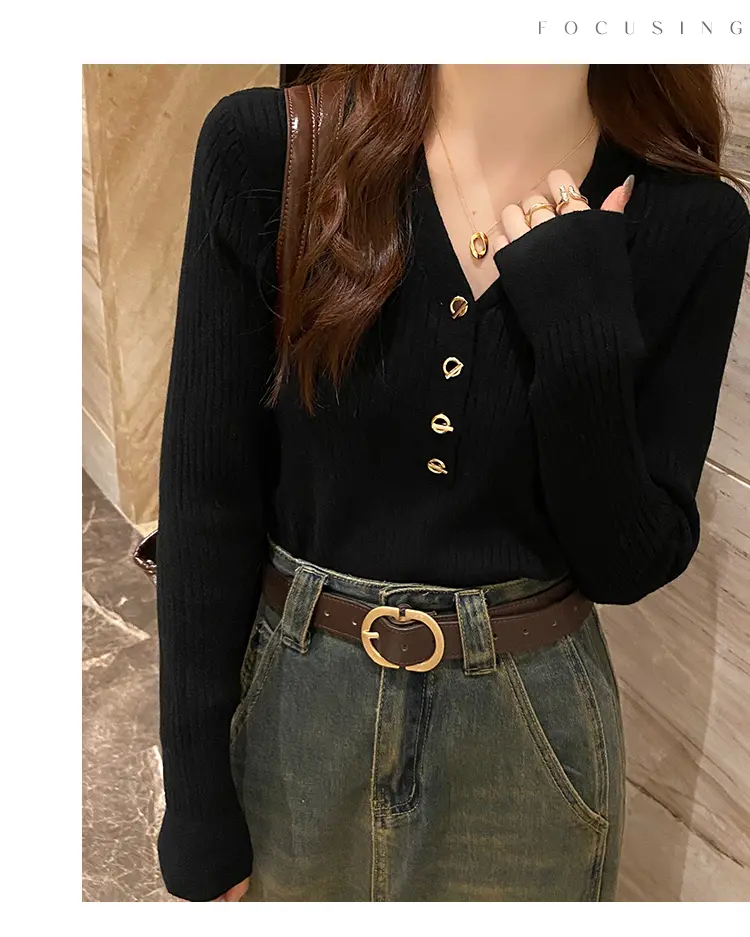 샤넬풍 V넥 니트 상세 이미지 18
