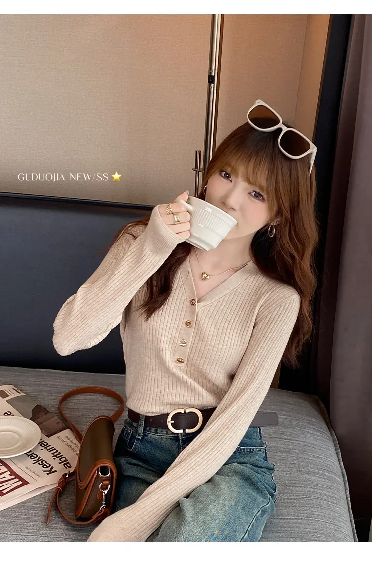 샤넬풍 V넥 니트 상세 이미지 22