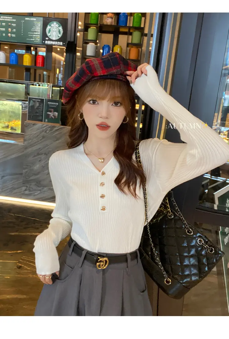 샤넬풍 V넥 니트 상세 이미지 31