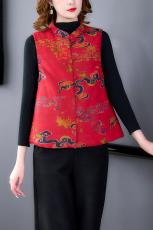 香云纱夹棉马甲秋冬女士桑蚕丝短款无袖背心马夹加厚外套