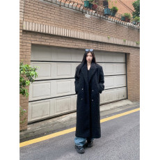 批发实拍实价~秋<b class='q'>冬</b>新款赫本英伦风宽松长款过膝复古毛呢外套韩系大衣