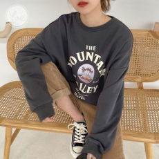 批发韩国外贸原宿BF套头圆领卫衣女学生盐系宽松上衣秋冬季外套9195