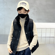批发秋<b class='q'>冬</b>黑色羽绒棉马甲新款中大童韩版坎肩马夹男女童洋气外套立领潮