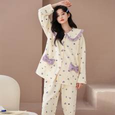 批发现货秋<b class='q'>冬</b>加厚空气棉孕妇睡衣产妇哺乳喂奶月子服夹层
