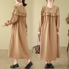 批发实拍 2026新款宽松显瘦宽松系带显瘦长款<b class='q'>连衣裙</b>