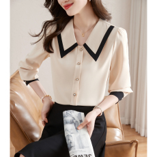 批发娃娃领雪纺衬衫女2026新款优雅减龄宽松衬衣早春女装<b class='q'>长袖</b>上衣