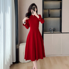 批发实拍小个子敬酒服新娘旗袍酒<b class='q'>红色</b>订婚礼服裙女回门结婚长袖秋冬季