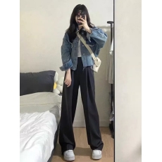 批发港味复古毛边牛仔外套女秋季新款设计感宽松夹克百搭短款长袖上衣