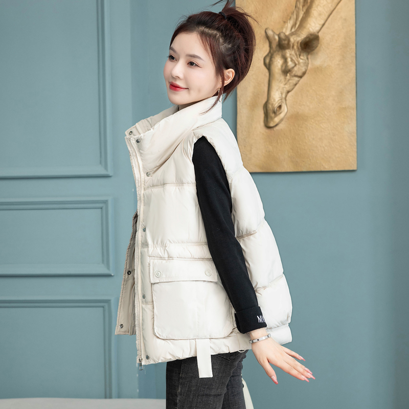 Korean large size down jacket vest for women autumn and winter outer wear new internet celebrity fashion vest with cotton waistcoat