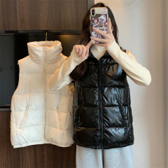 No-wash glossy down cotton vest women's short 2023 autumn and winter new Korean style loose vest waistcoat