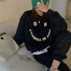批发2025薄款加绒加厚秋<b class='q'>冬</b>季套头圆领卫衣运动女套装长袖两件套