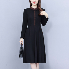 批发时尚洋气修身显瘦中长款<b class='q'>大码</b>女装胖mm阔太太<b class='q'>妈妈装</b>长袖连衣裙春秋