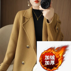 批发加绒加厚毛呢大衣女2026<b class='q'>短款</b>秋冬小个子宽松反季西装领毛呢子外套