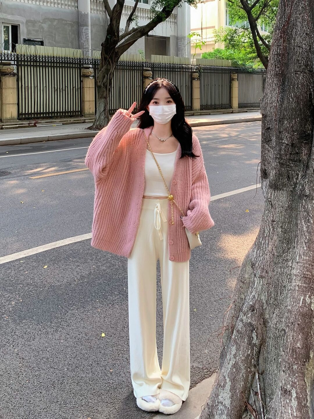 軟糯糯毛衣女春秋外穿溫柔風慵懶粉色小眾設計感針織開衫外套上衣