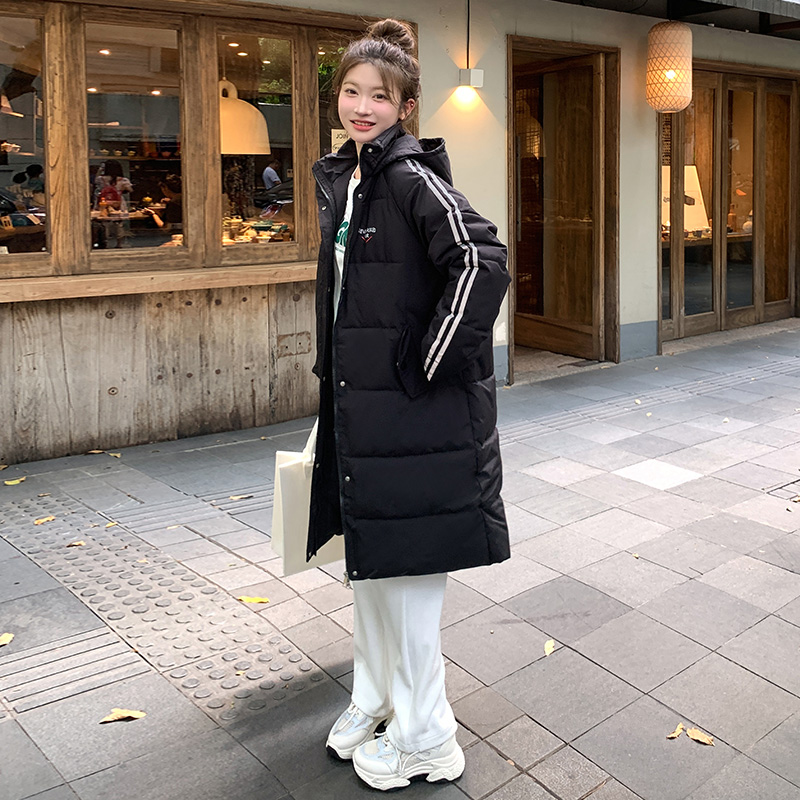 Actual shot of new winter down-padded jacket for women, medium-length coat, loose cotton-padded jacket, thickened casual Korean style college-style cotton coat