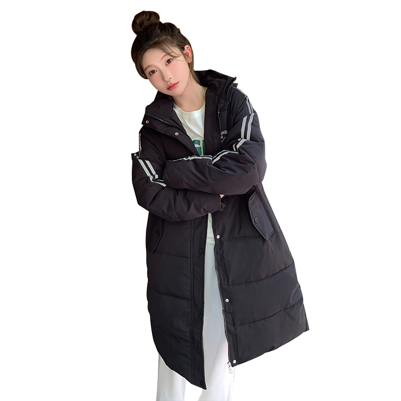 Actual shot of new winter down-padded jacket for women, medium-length coat, loose cotton-padded jacket, thickened casual Korean style college-style cotton coat