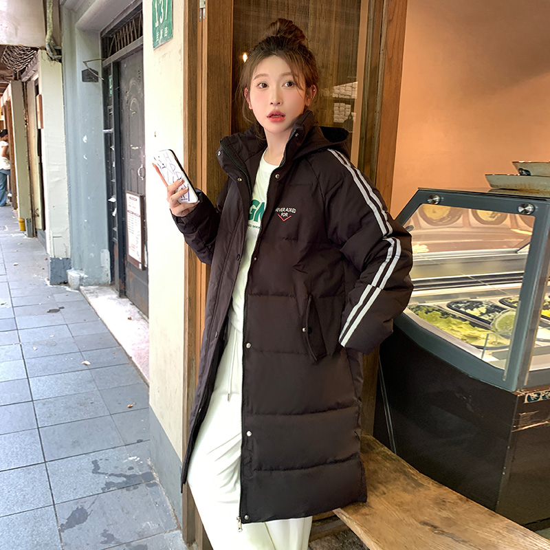 Actual shot of new winter down-padded jacket for women, medium-length coat, loose cotton-padded jacket, thickened casual Korean style college-style cotton coat