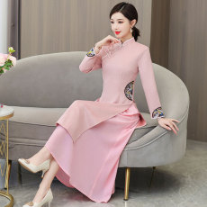 批发改良版<b class='q'>旗袍</b><b class='q'>新款</b>2026<b class='q'>新款</b>少女复古气质连衣裙粉色长袖茶服秋季古法