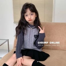 批发儿童毛衣2025<b class='q'>春</b>秋新款男女童字母绣花连帽针织宝宝毛线拉链洋气潮