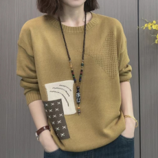 批发官图2026新款女装圆领套头针织毛衣时尚胖mm大码洋气时髦长袖上衣