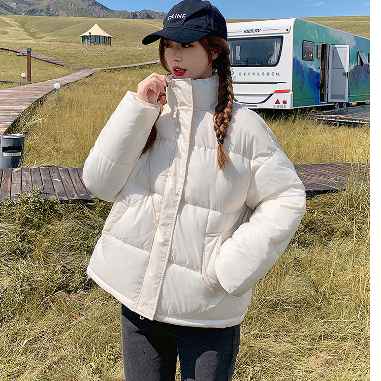  Winter New Short Down Down Jacket Women's Thickened Korean Style Loose Versatile Simple Stand Collar Small Coat