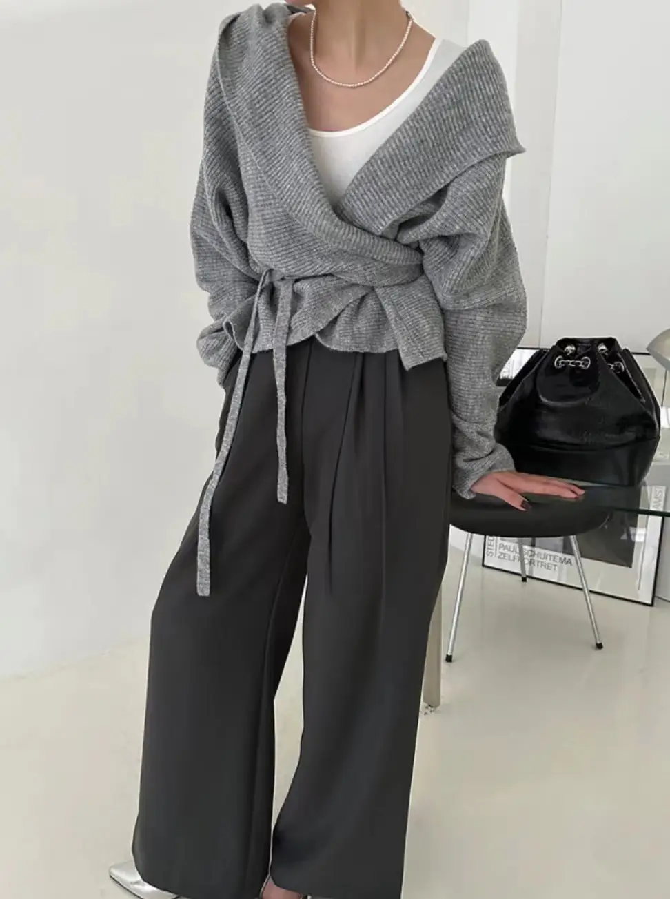 한국 스타일 빈티지 니트 조끼 상세 이미지 7