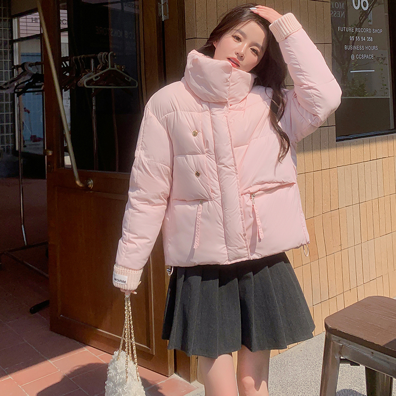 Real shot oversize bread coat short down cotton coat women's  trendy autumn and winter coat thick cotton jacket